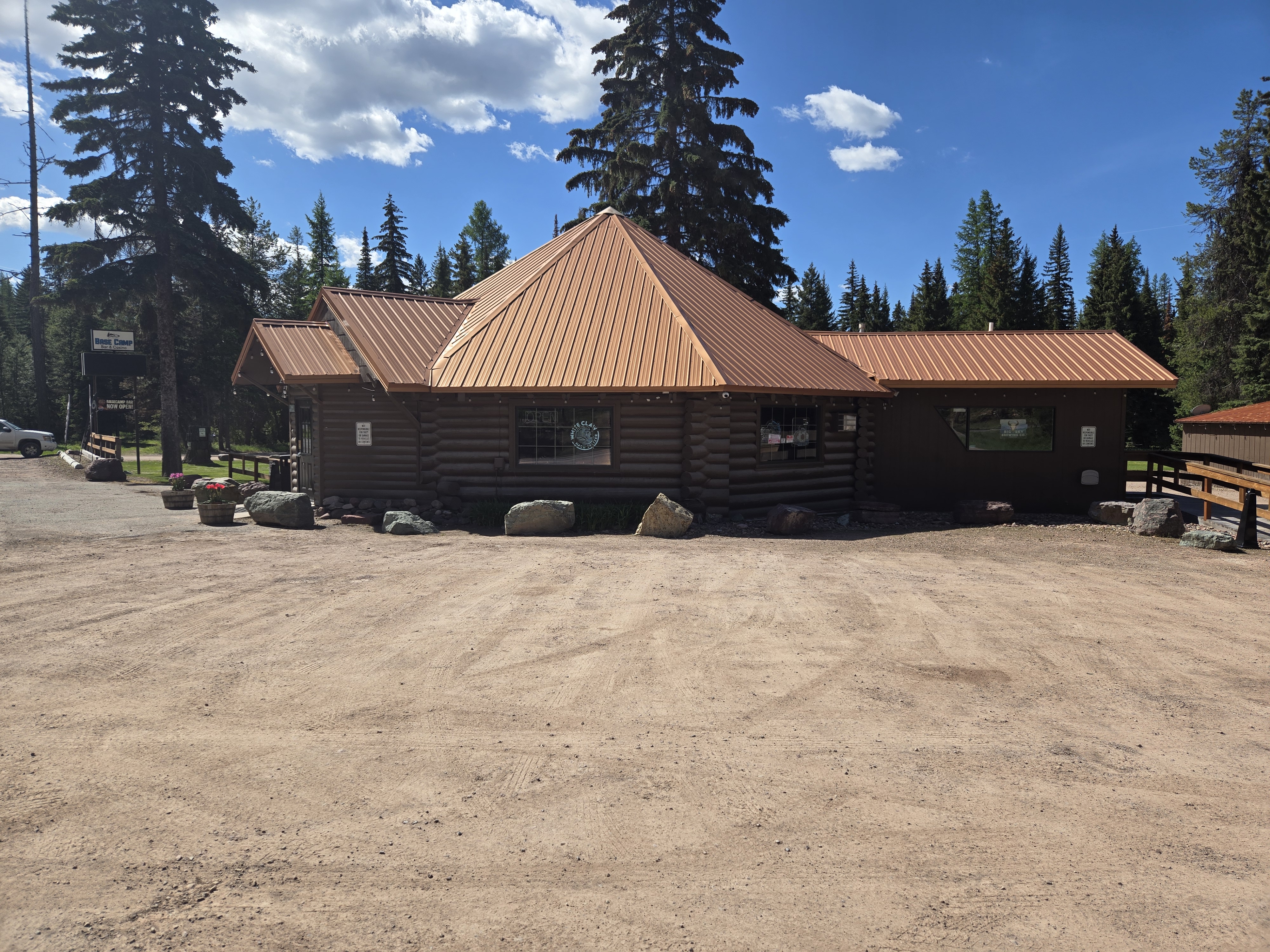 Exterior of Basecamp Bar Casino and Hotel in Seeley Lake Montana