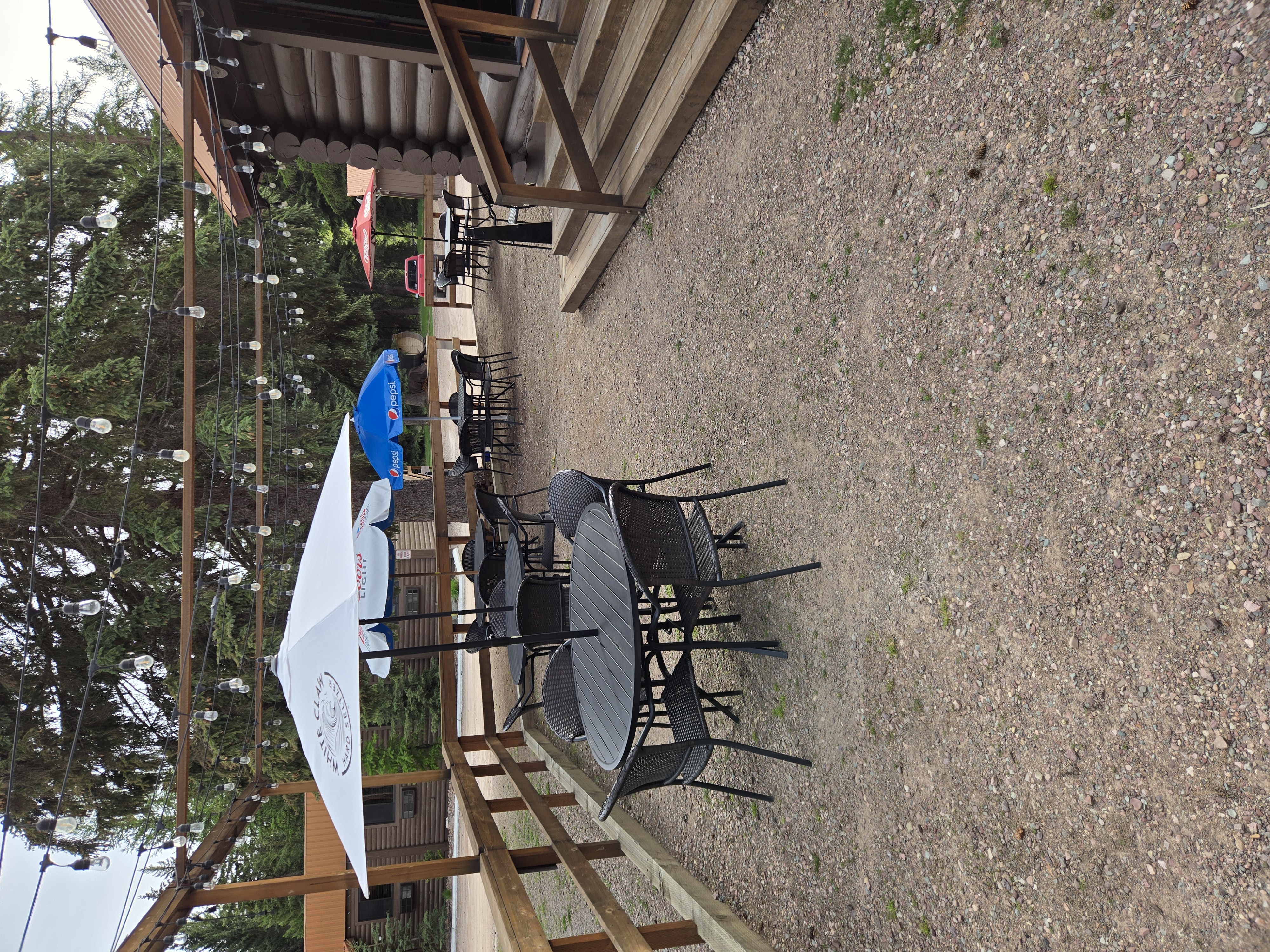 Outdoor patio at Basecamp in Seeley Lake Montana