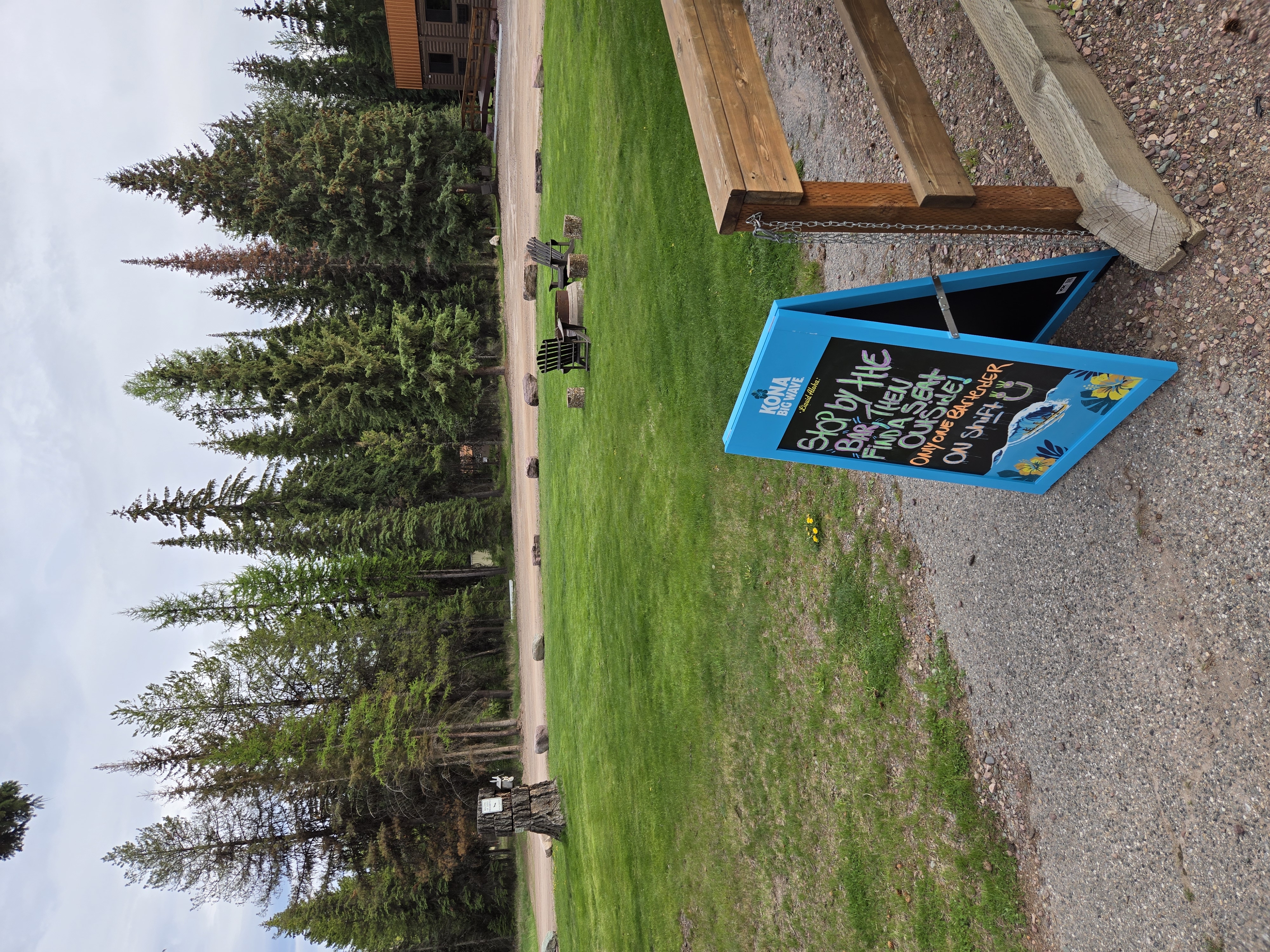 Outdoor gathering area at Basecamp in Seeley Lake Montana